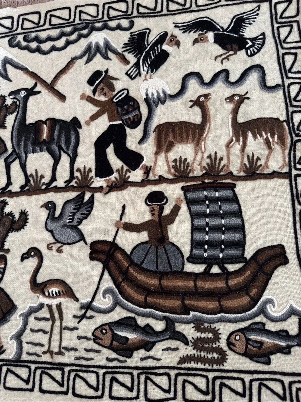 Embroidered Aztec Mayan Inca Hand Woven Tapestry